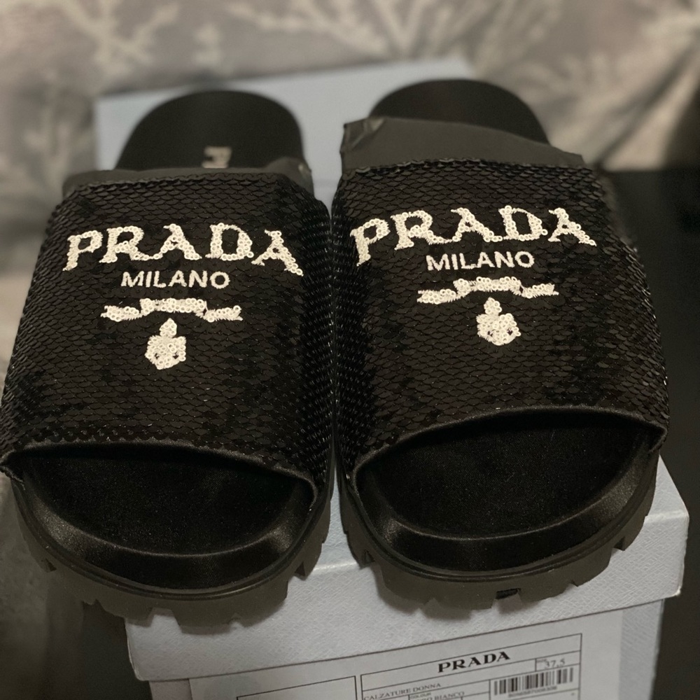Prada Sequin slide sandals - Picture 1 of 2